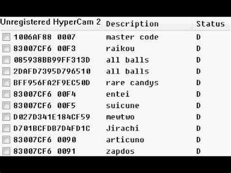 Pokémon Emerald Cheat Codes List .